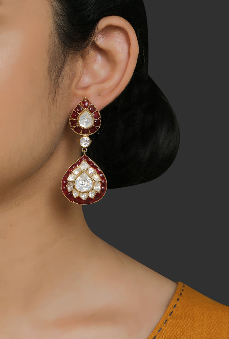 Silver polki store earrings