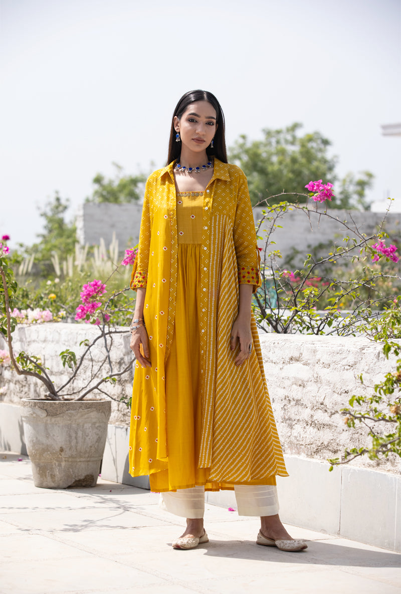 Yellow deals jacket kurti