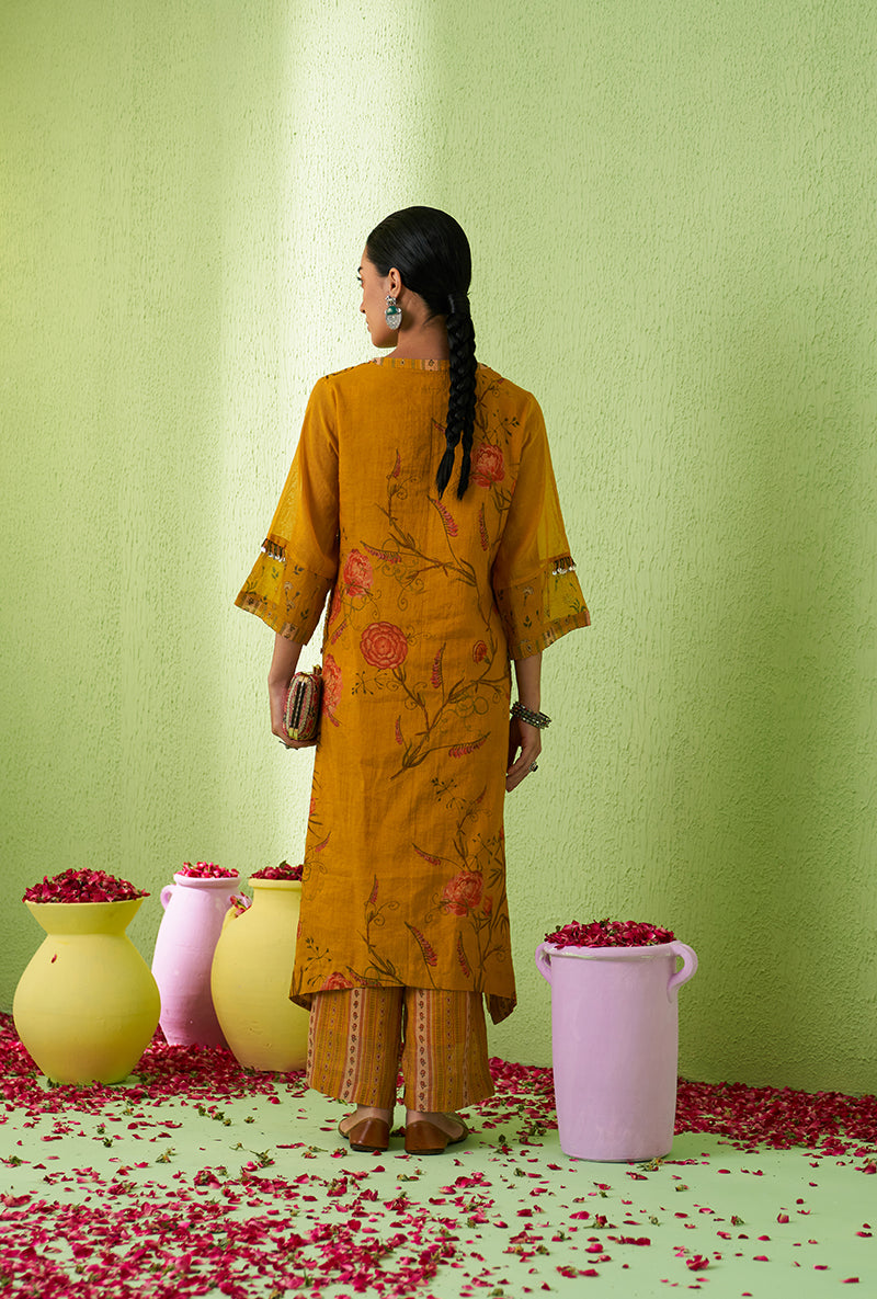 Mustard High Low Tara Kurta Set