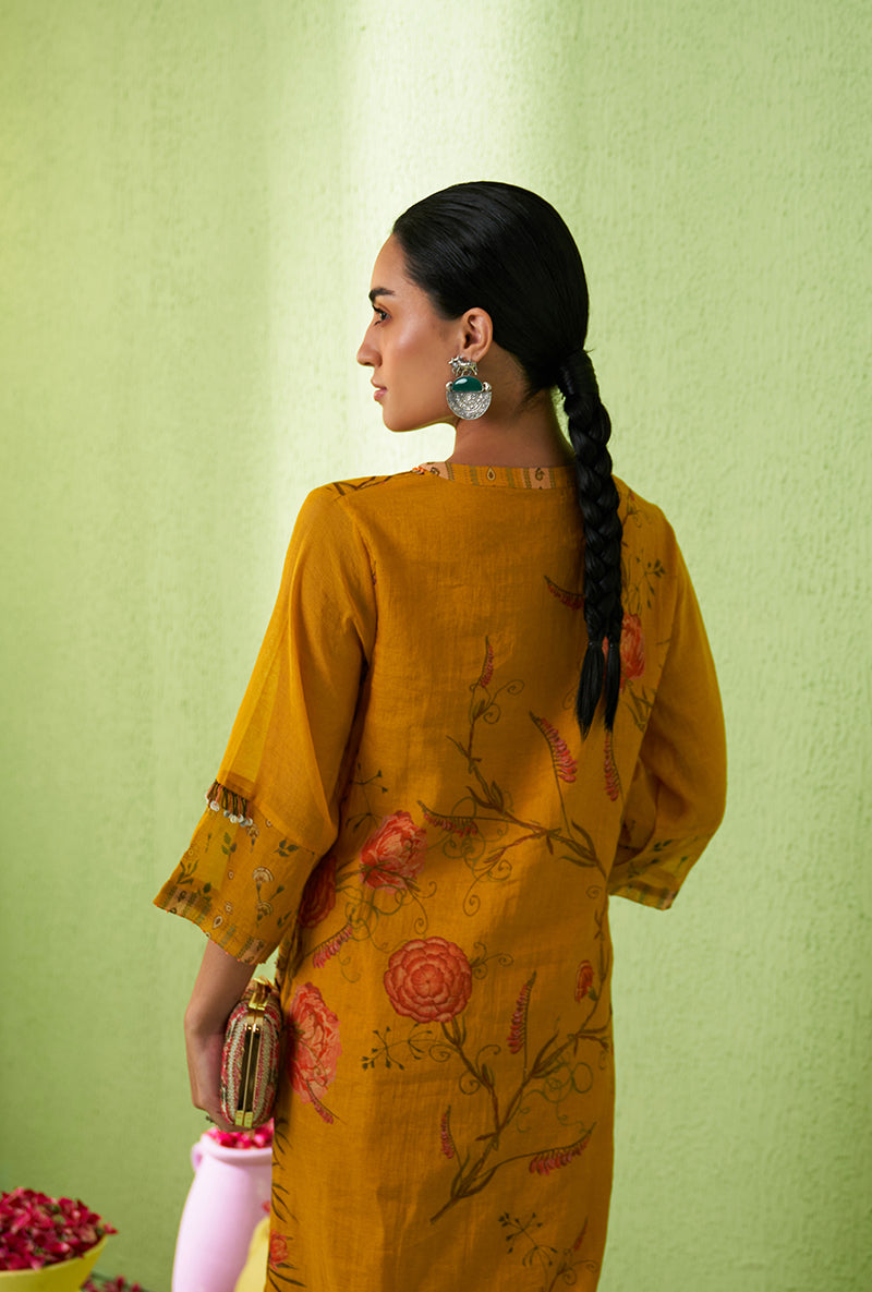 Mustard High Low Tara Kurta Set