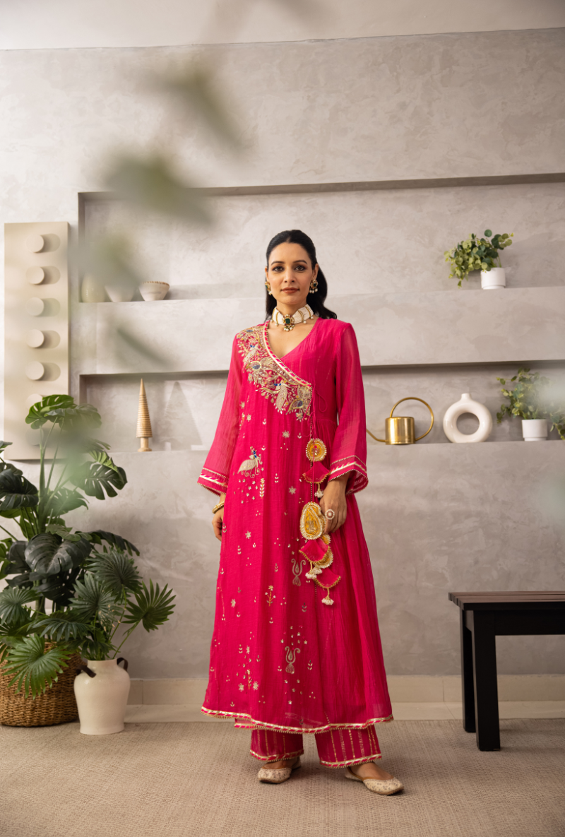 Pink Angrakha Laado Kurta Set