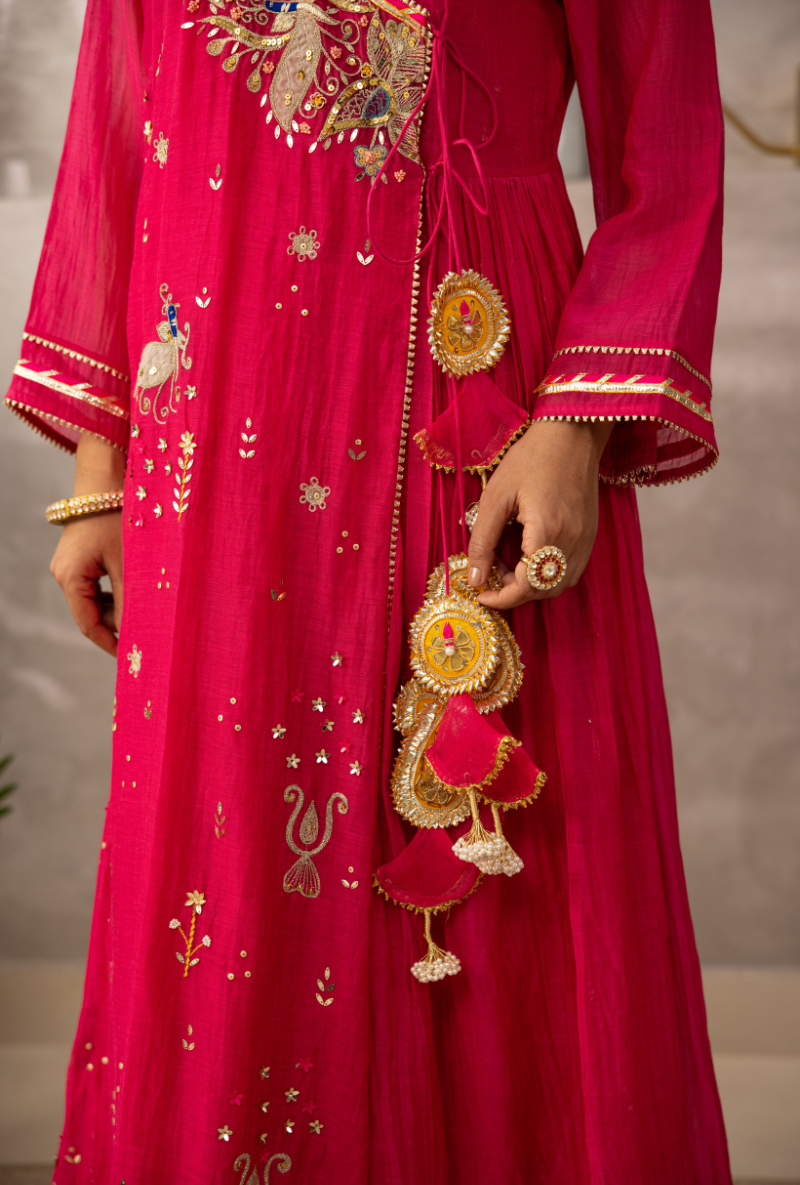 Pink Angrakha Laado Kurta Set