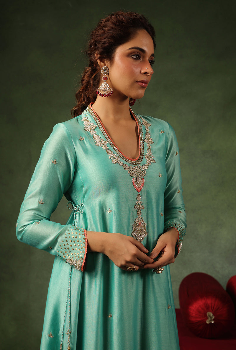 Light Blue Paan Buta Ishq Kurta Set