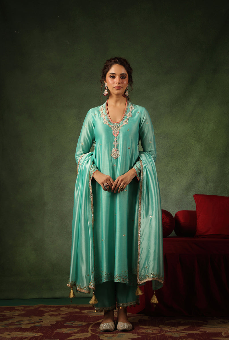 Light Blue Paan Buta Ishq Kurta Set