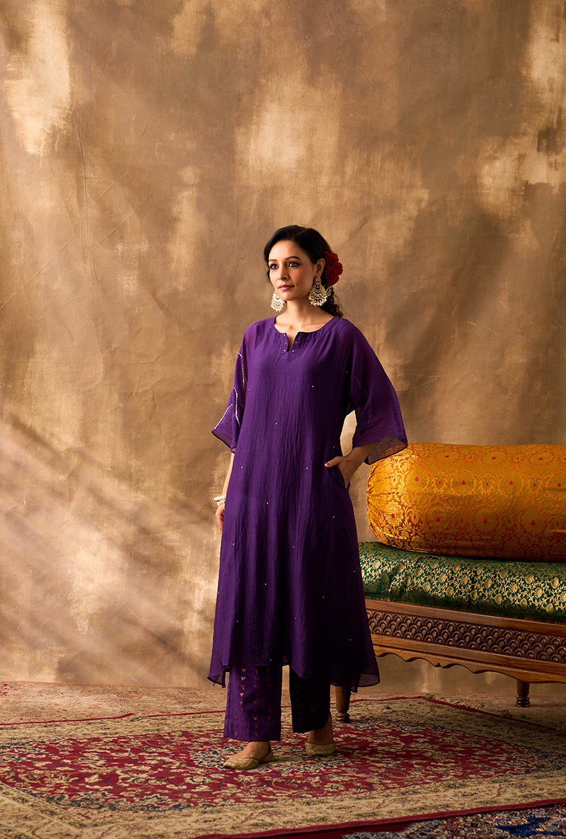 Purple A-Line Khwaab Kurta Set