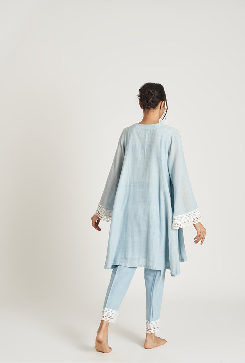 Sky Blue Pakistani-Inspired Flared Mirha Laila 2.0 Kurta Set