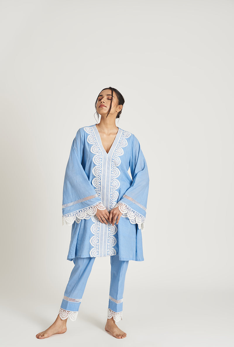 Royal Blue Pakistani-Inspired Flared Fareen Laila 2.0 Kurta Set
