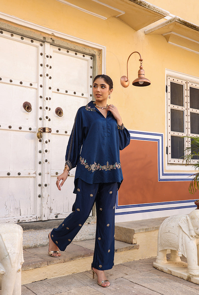 Dark Blue Raag Co-ord Set