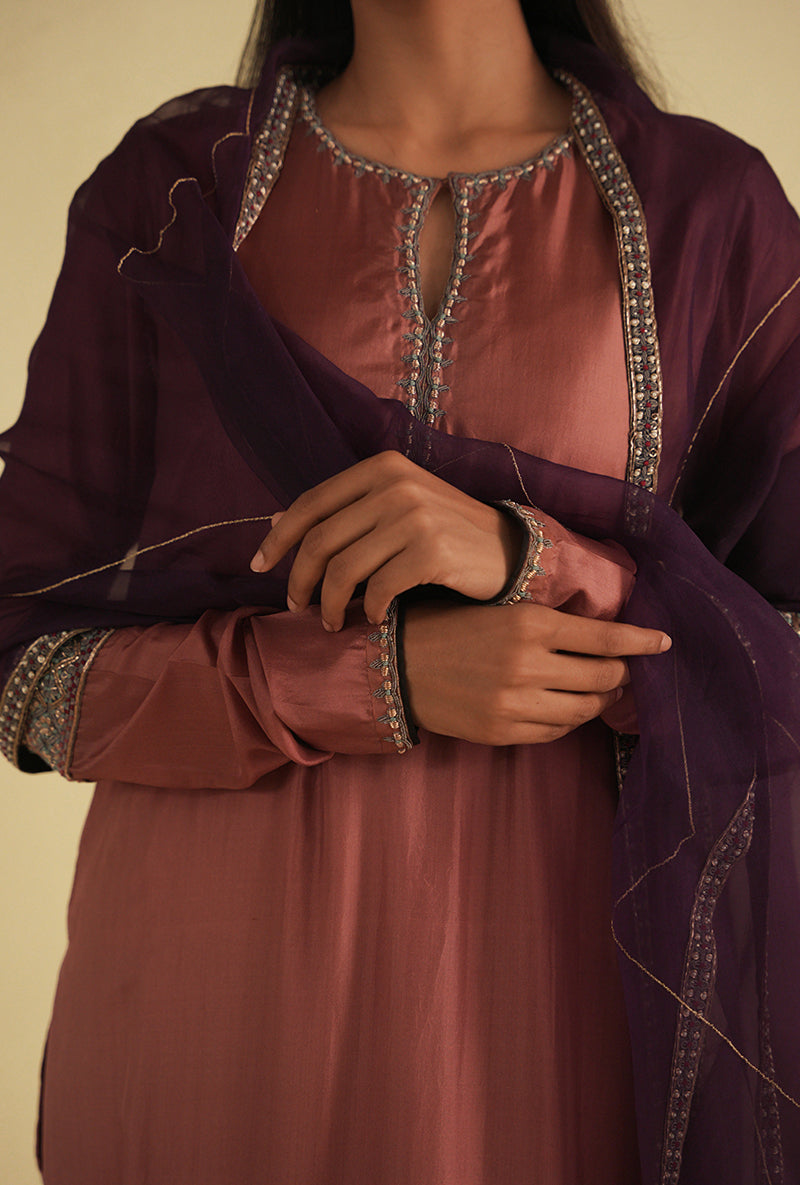 Old Rose Straight Cut Kurta Set