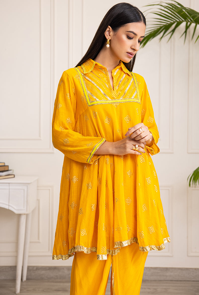 Yellow Collar Soha Salwar Set