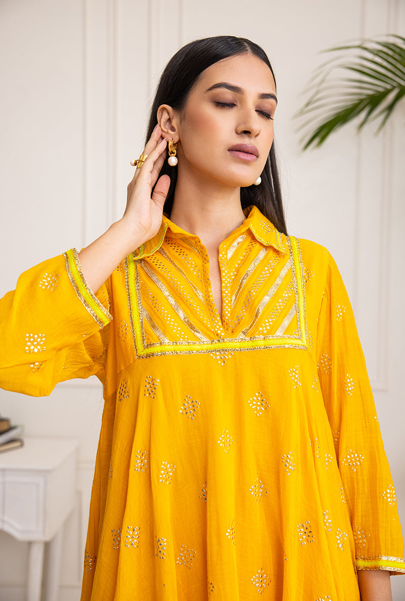 Yellow Collar Soha Salwar Set