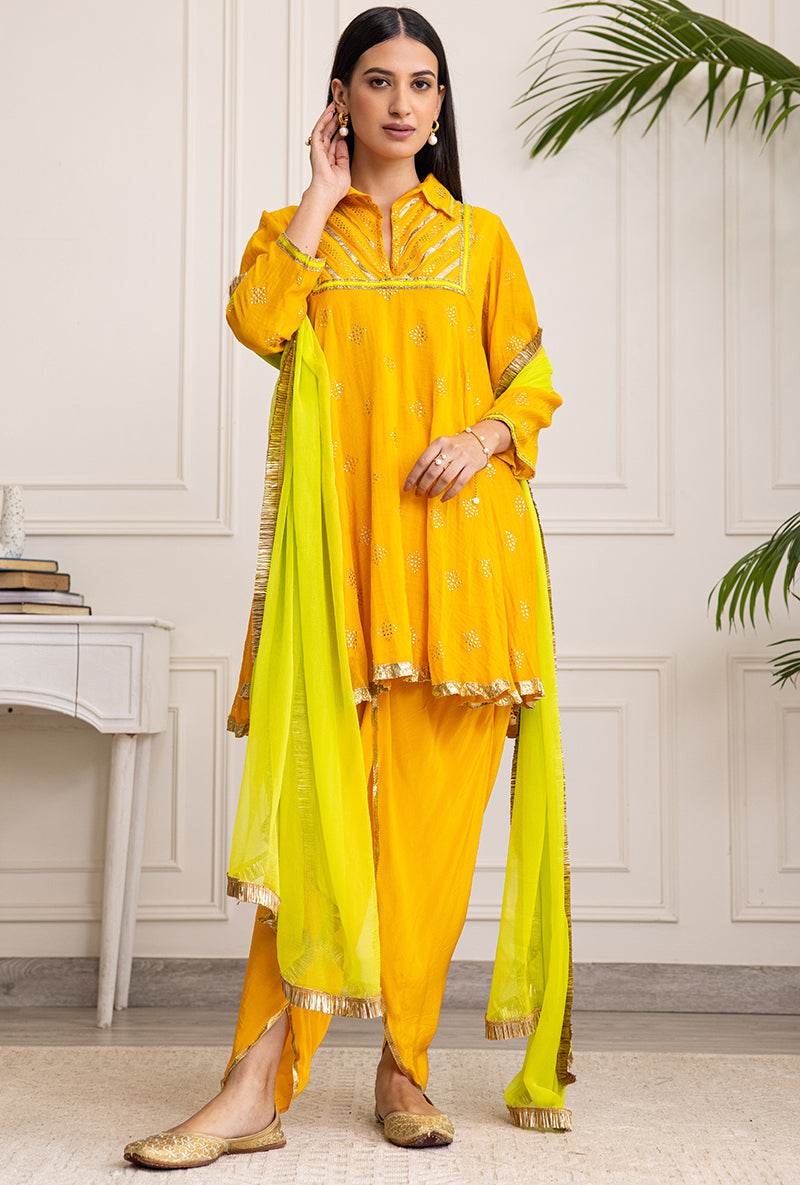 Yellow Collar Soha Salwar Set