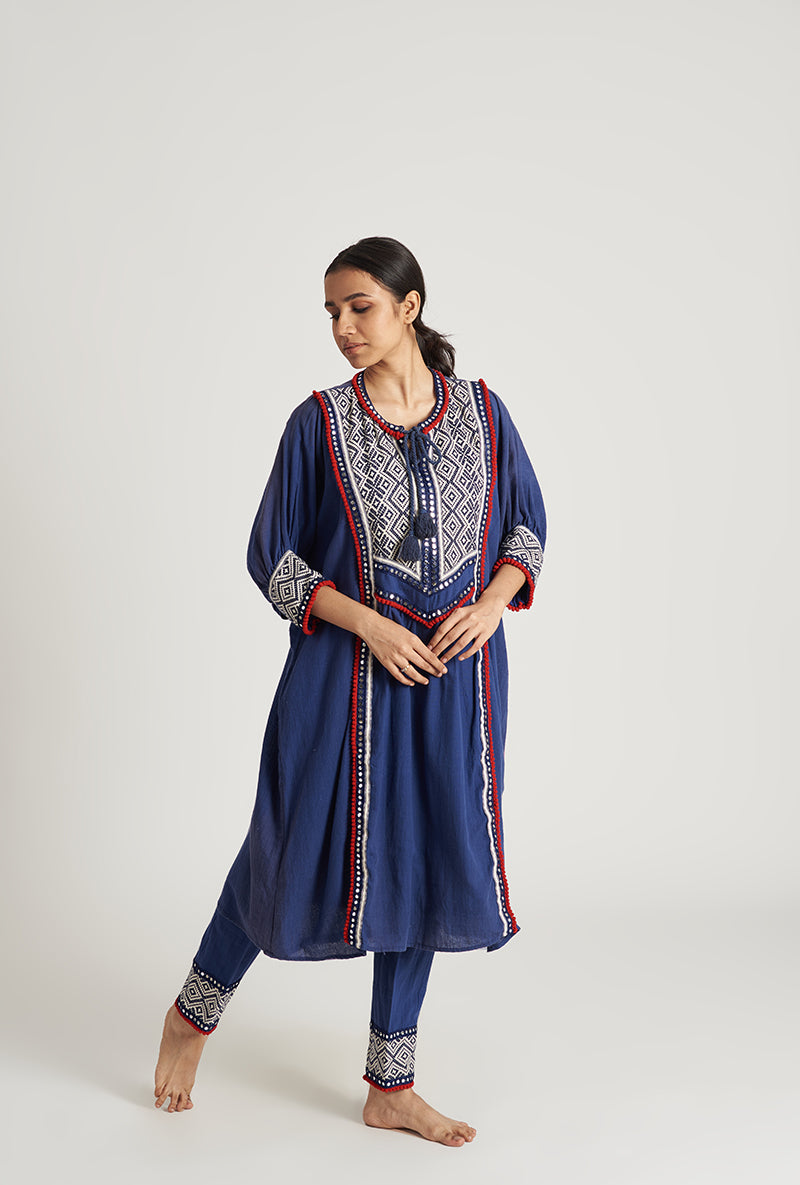 Navy Blue Kaaftan Adina Pakizah Kurta Set