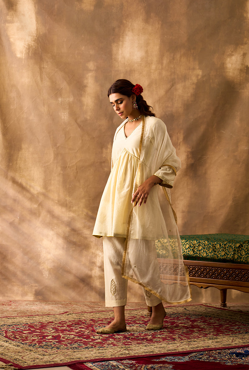 Ivory Flared Khwaab Short Salwar Set