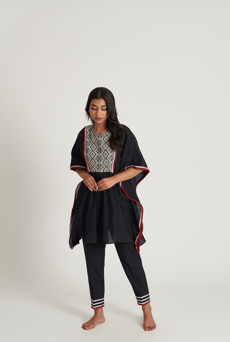 Midnight Black Traditional Nafiya Pakizah Kaaftan Co-Ord Set