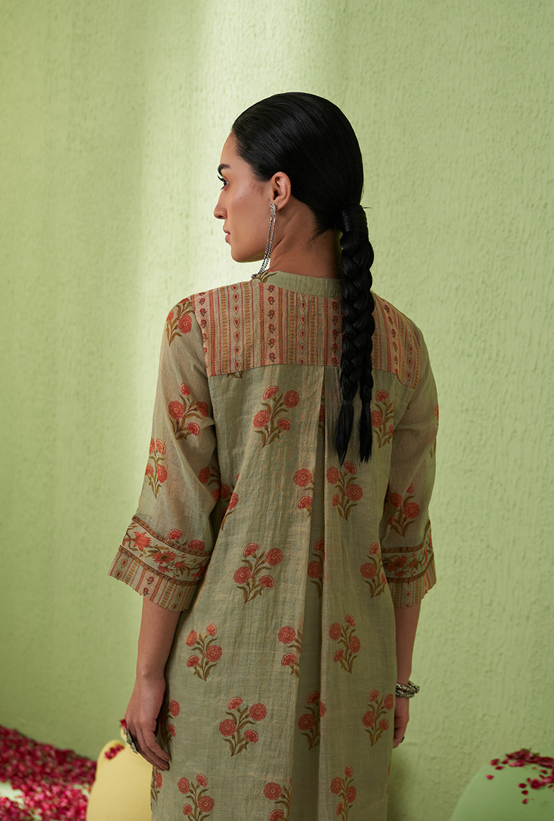 Mint Green Mughal Print Tara Kurta Set