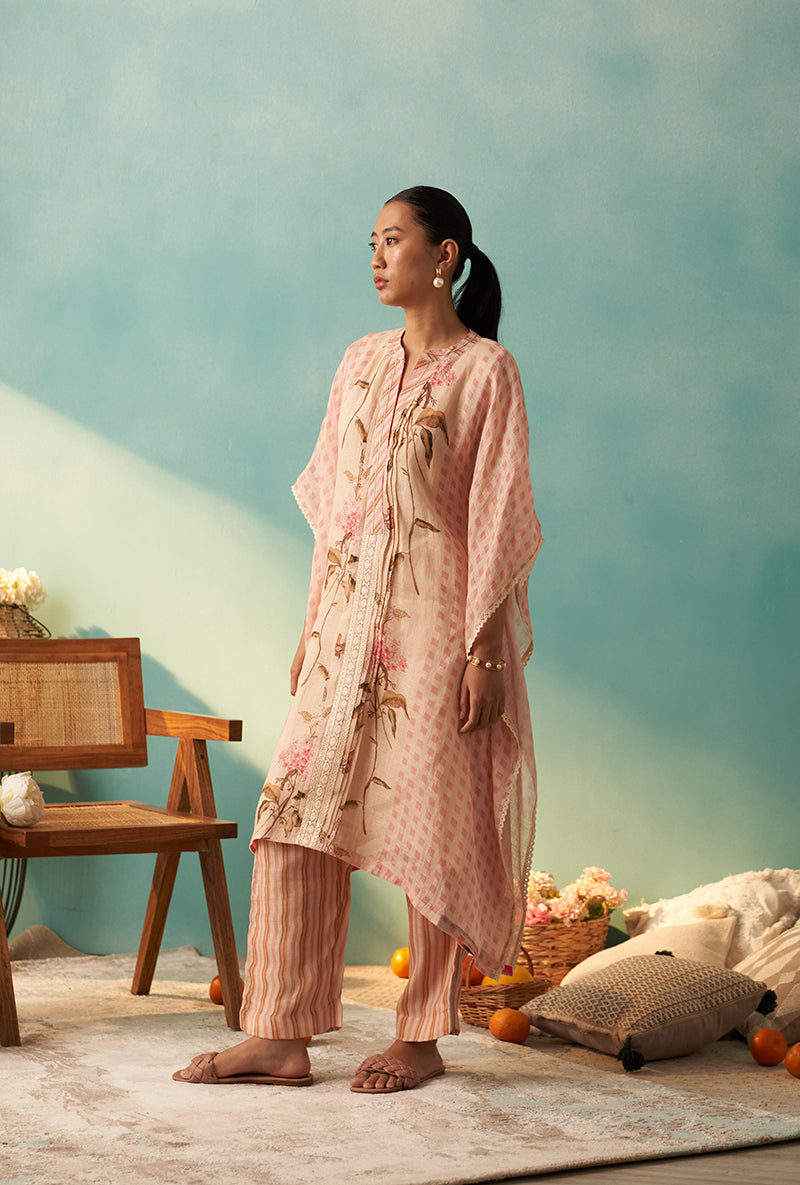 Pink Printed Noah Kaftan Kurta Set