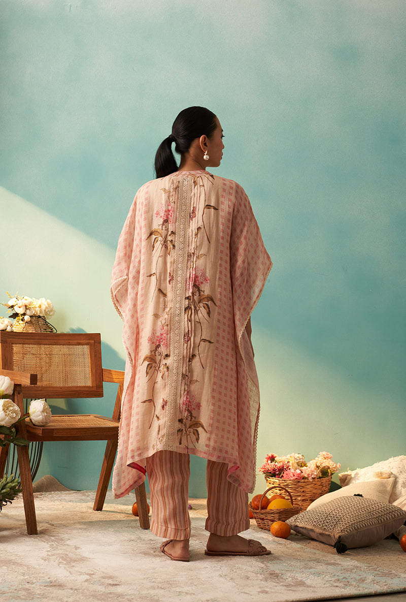 Pink Printed Noah Kaftan Kurta Set