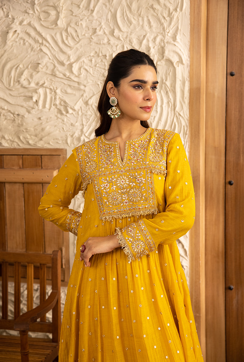 Yellow Gota Anarkali Masakali Kurta Set