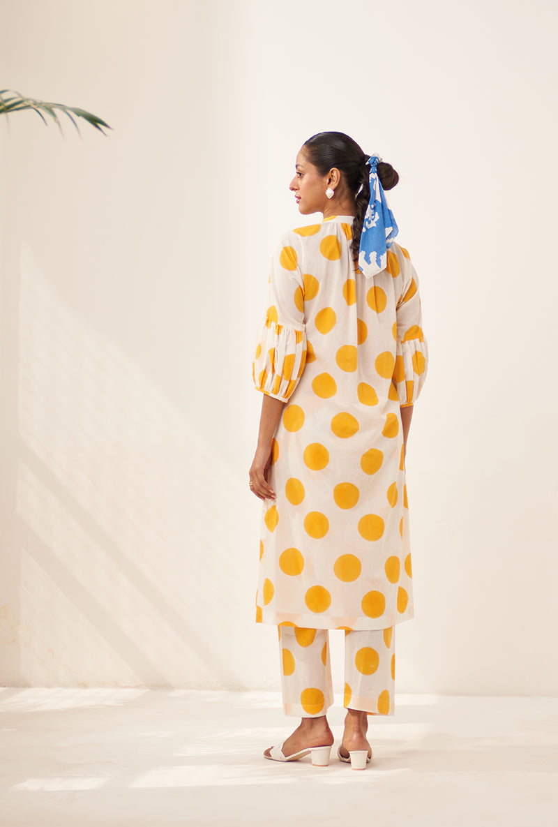 Mehal Kejriwal In Yellow Polka Lovebirds Kurta Set