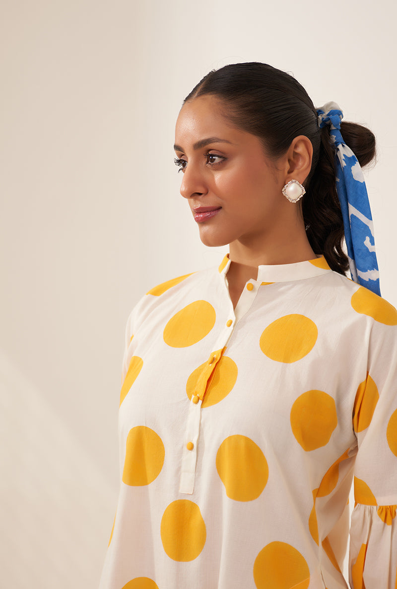 Mehal Kejriwal In Yellow Polka Lovebirds Kurta Set