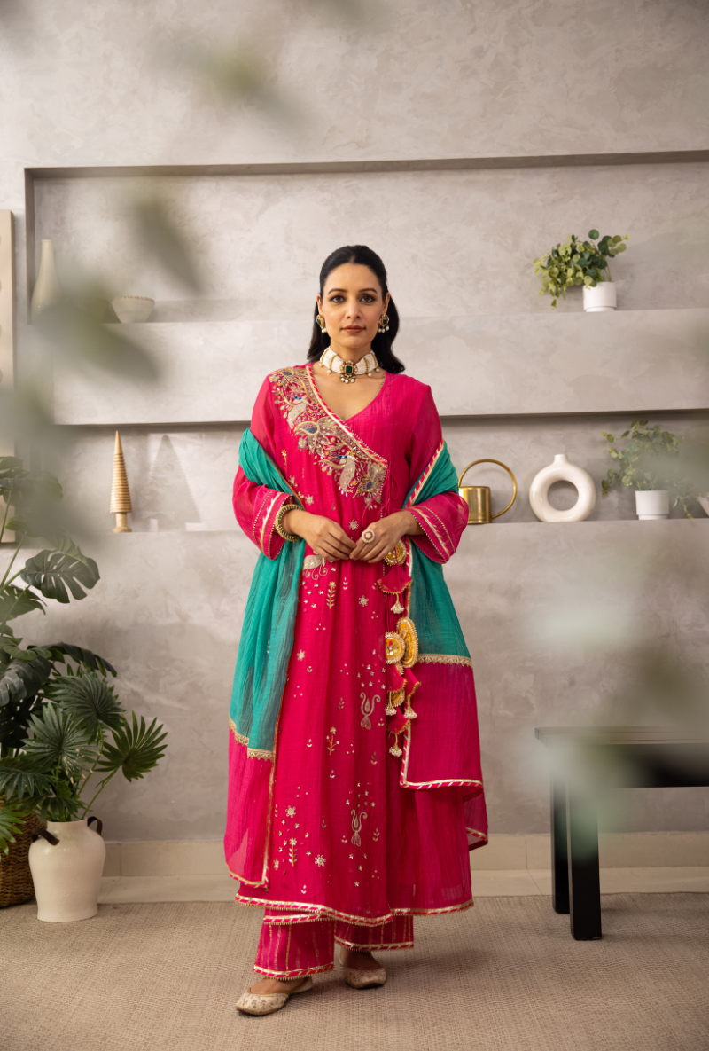 Pink Angrakha Laado Kurta Set