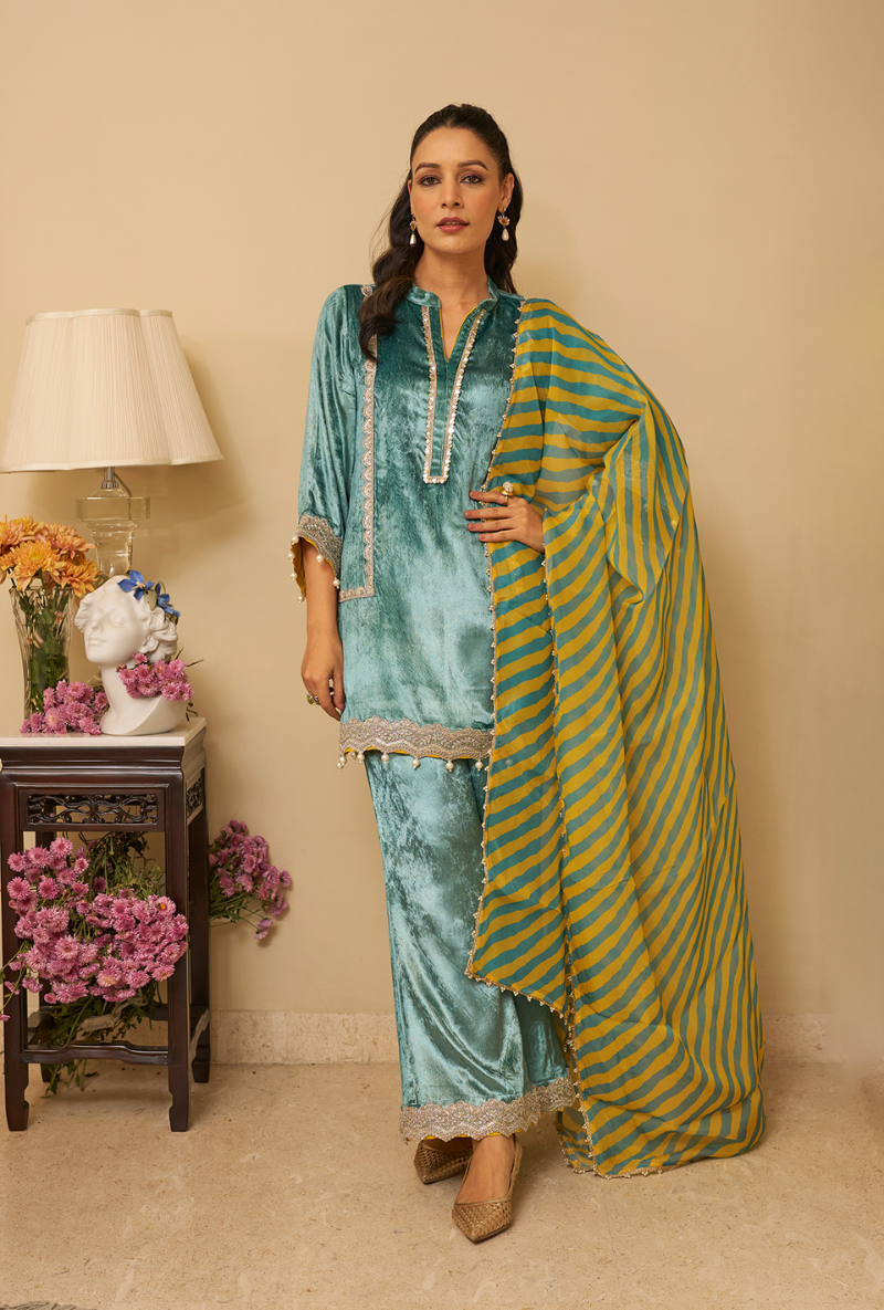 Sea Green Pearl Meadow Aiza Kurta Set