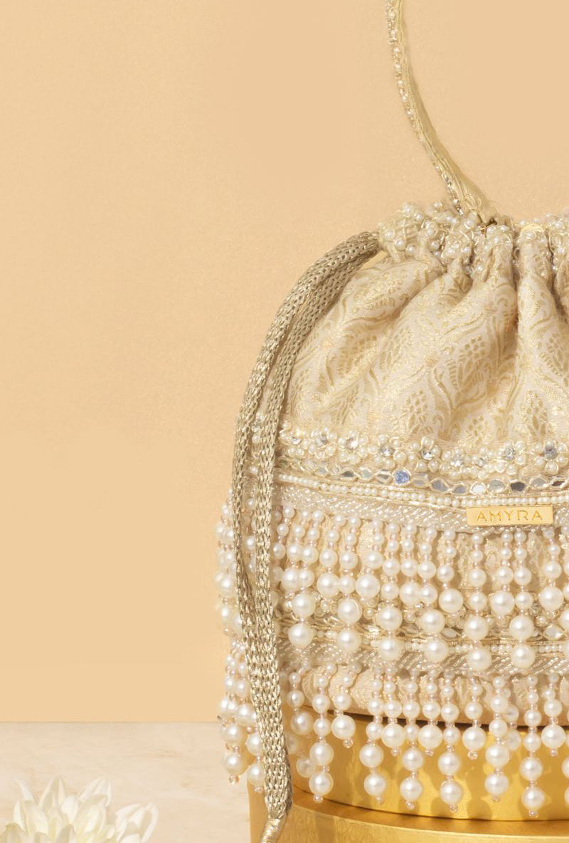 Anahi Embroidered Brocade Bucket Bag