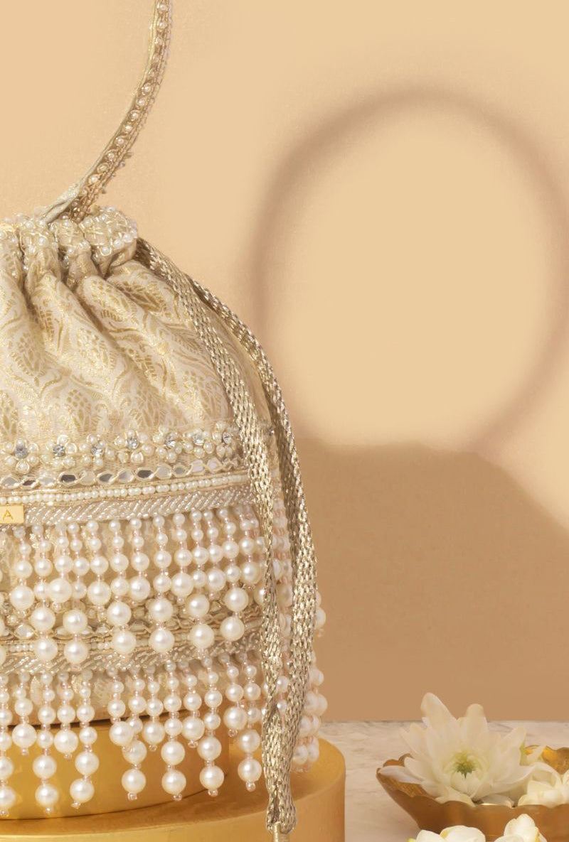 Anahi Embroidered Brocade Bucket Bag