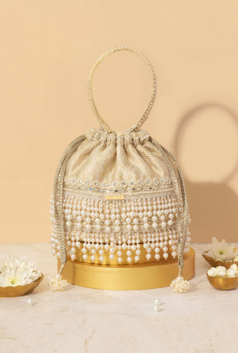 Anahi Embroidered Brocade Bucket Bag