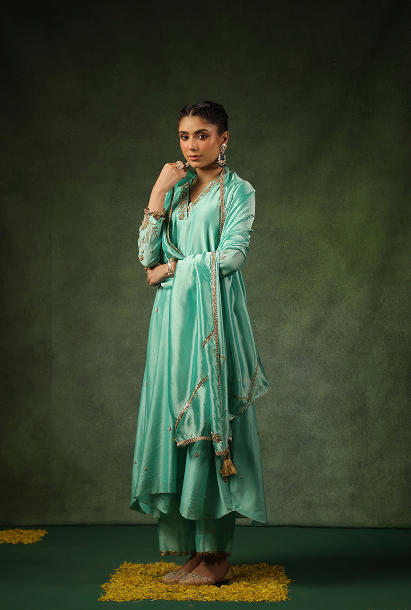 Light Blue Overlap Neckline Ishq Kurta Set