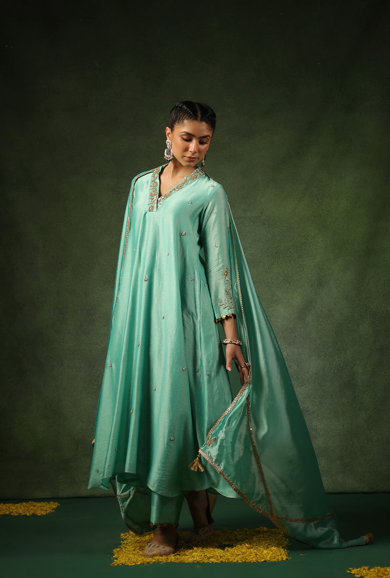 Light Blue Overlap Neckline Ishq Kurta Set