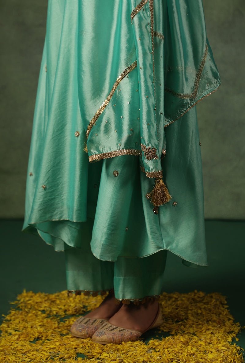 Light Blue Overlap Neckline Ishq Kurta Set