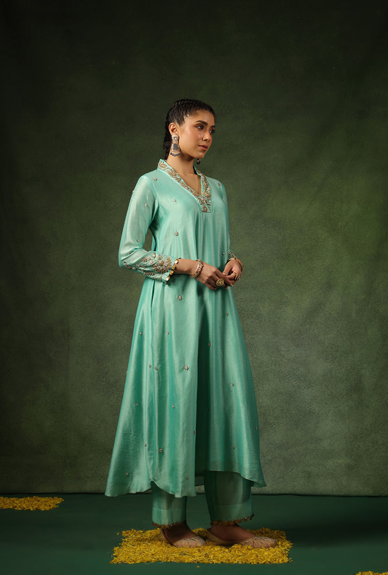 Light Blue Overlap Neckline Ishq Kurta Set