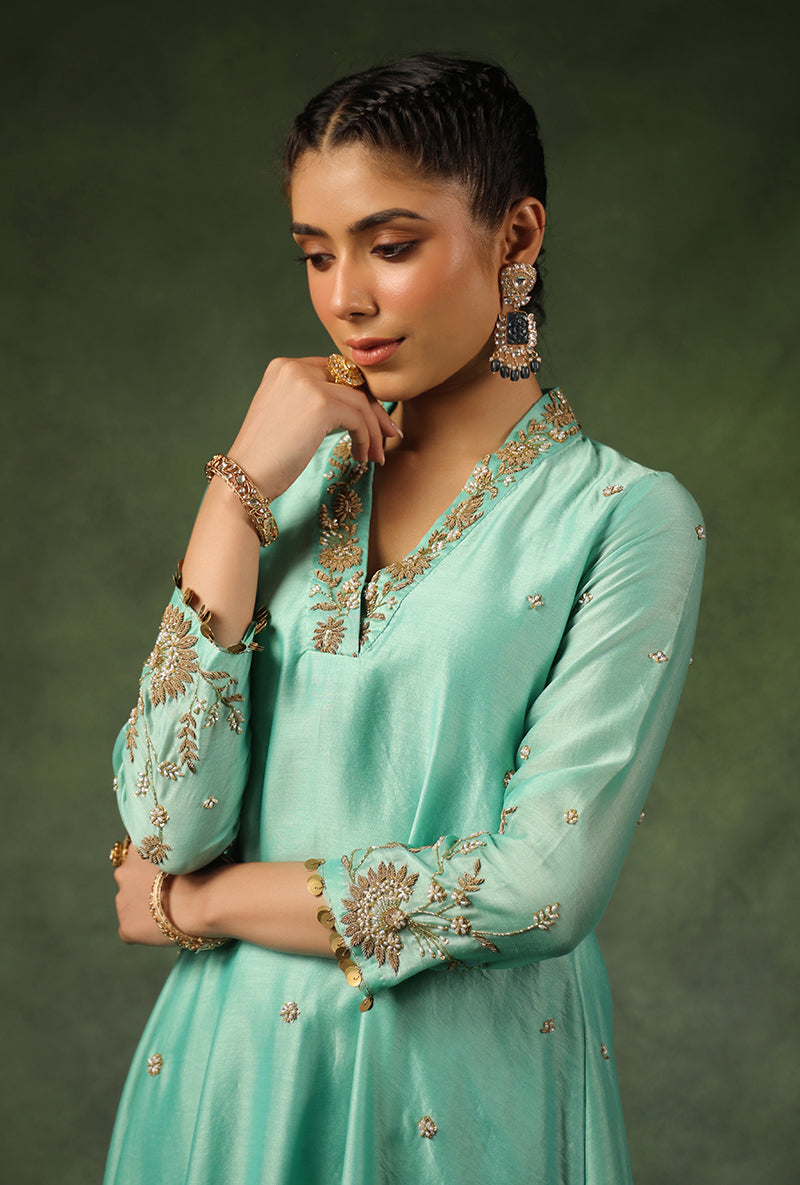 Light Blue Overlap Neckline Ishq Kurta Set