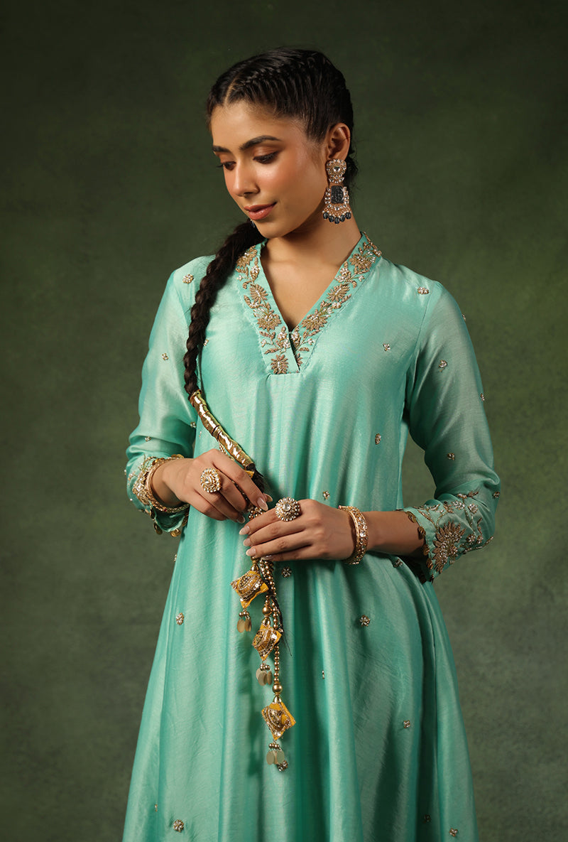 Light Blue Overlap Neckline Ishq Kurta Set