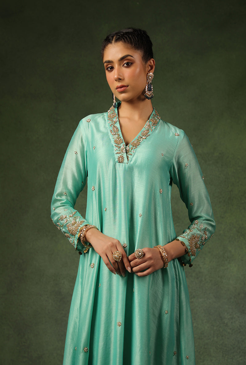 Light Blue Overlap Neckline Ishq Kurta Set