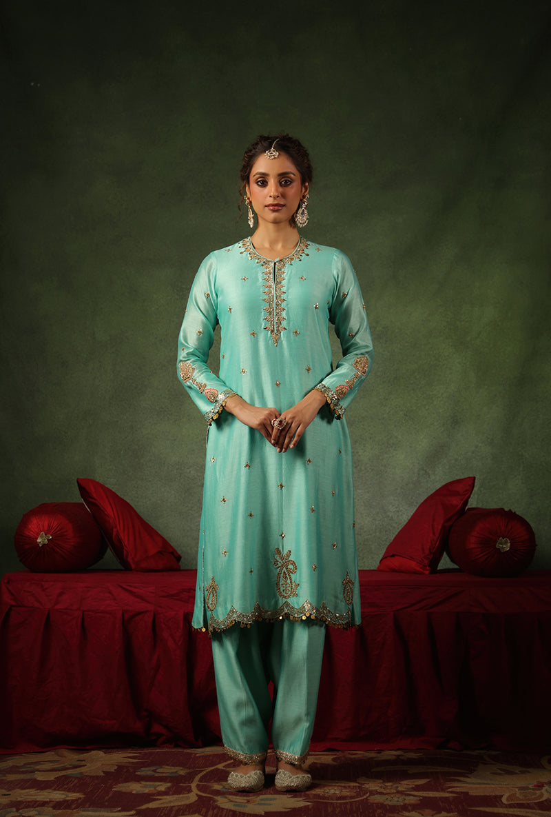 Light Blue Ambi Buta Ishq Kurta Set