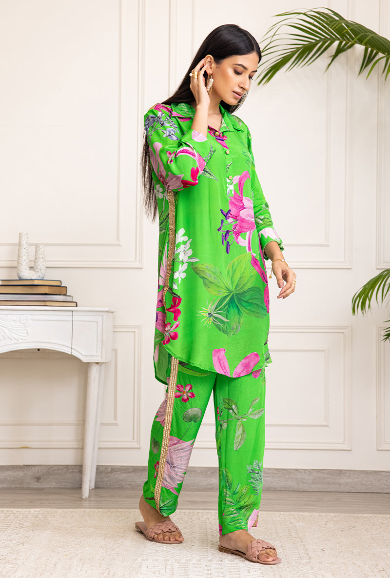 Emerald Green Printed Soha Co-ord Set