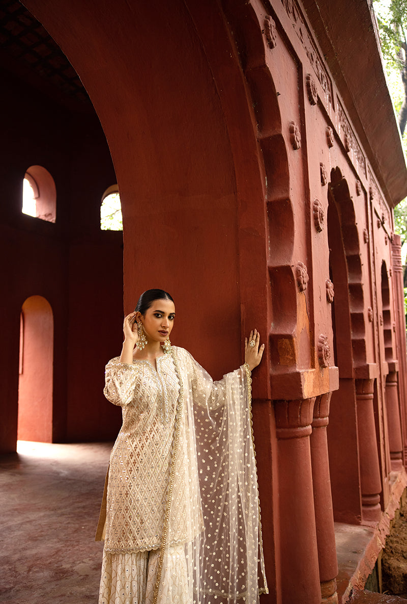 Ivory Sequin And Jaal Hoor 3.0 Gharara Set