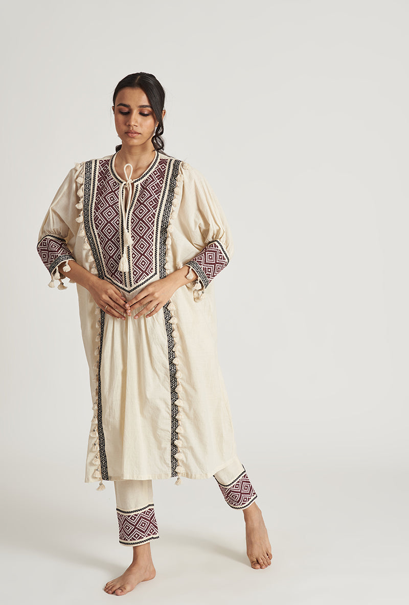 Natural Beige Kaaftan Luna Pakizah Kurta Set