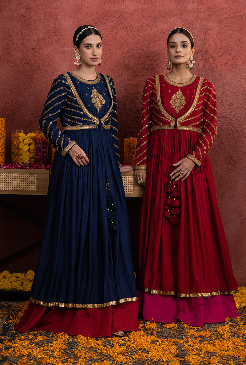 Navy Blue Angrakha Rooh Anarkali