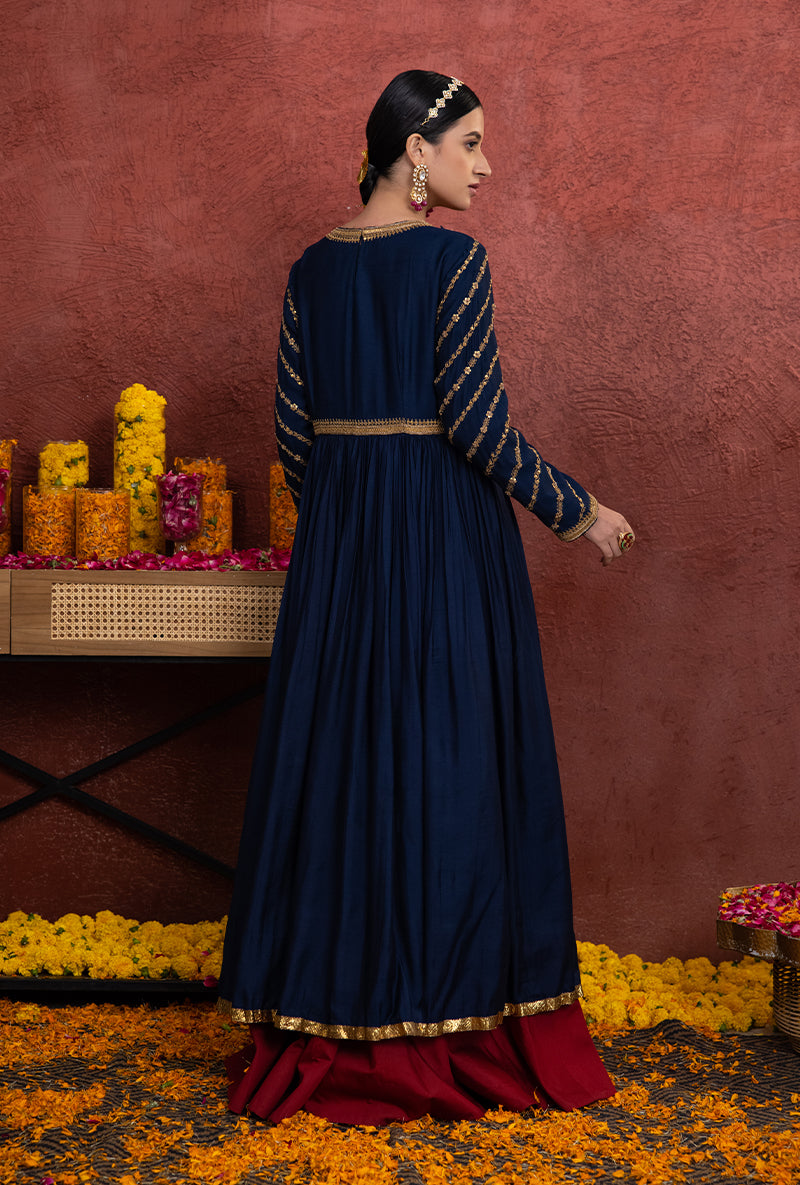 Navy Blue Angrakha Rooh Anarkali