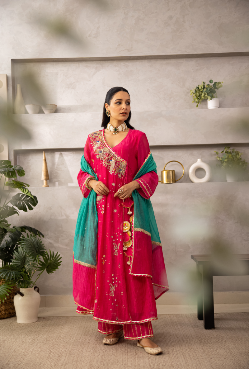 Pink Angrakha Laado Kurta Set