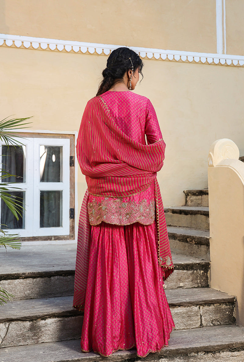 Pink Printed Raag Sharara Set