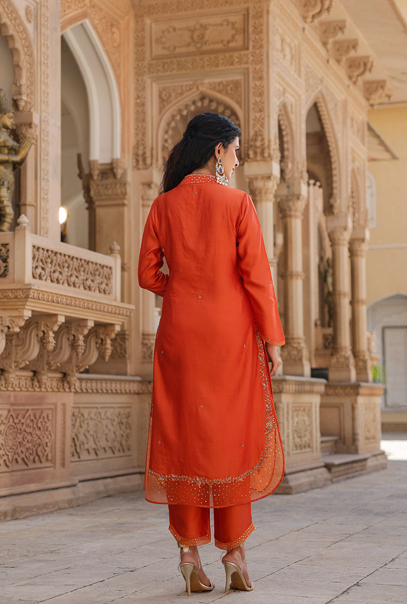 Orange Heavy Long Raag Kurta Set