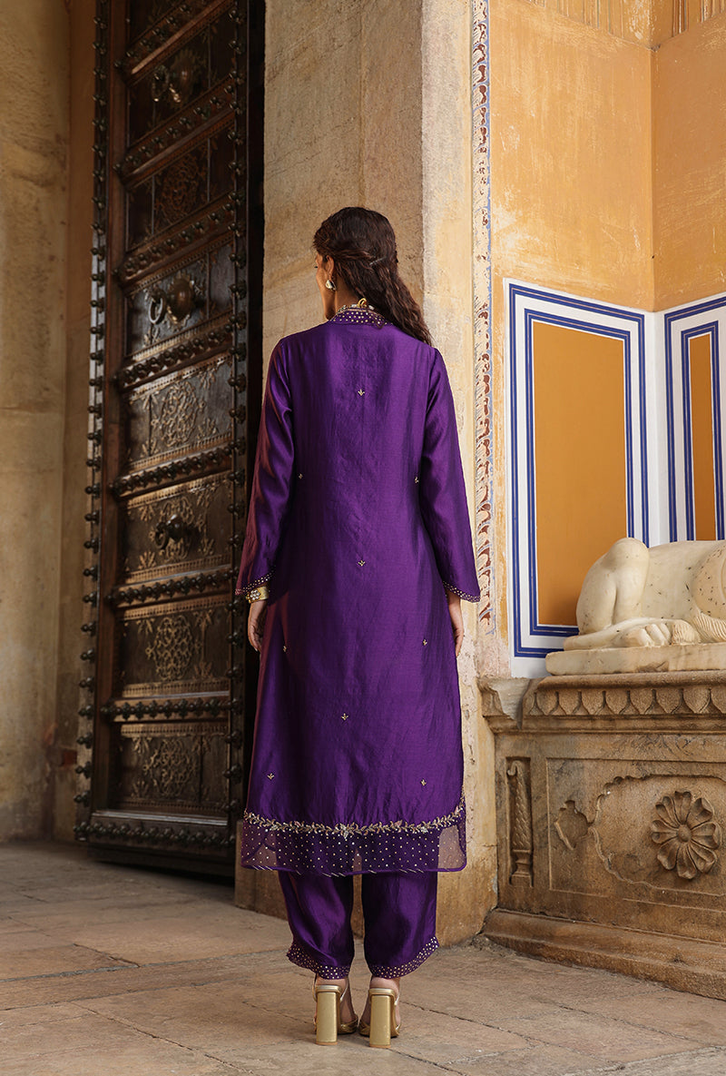 Purple Heavy Long Raag Kurta Set