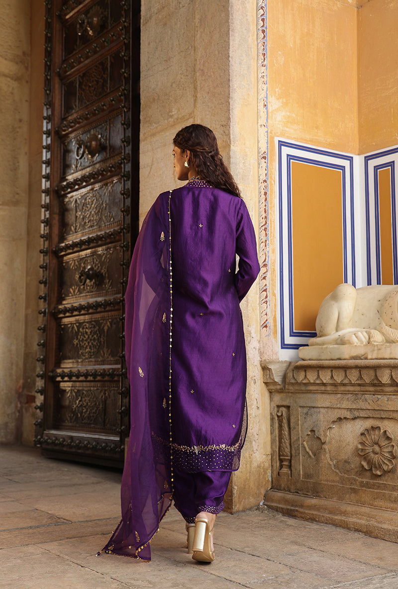 Purple Heavy Long Raag Kurta Set