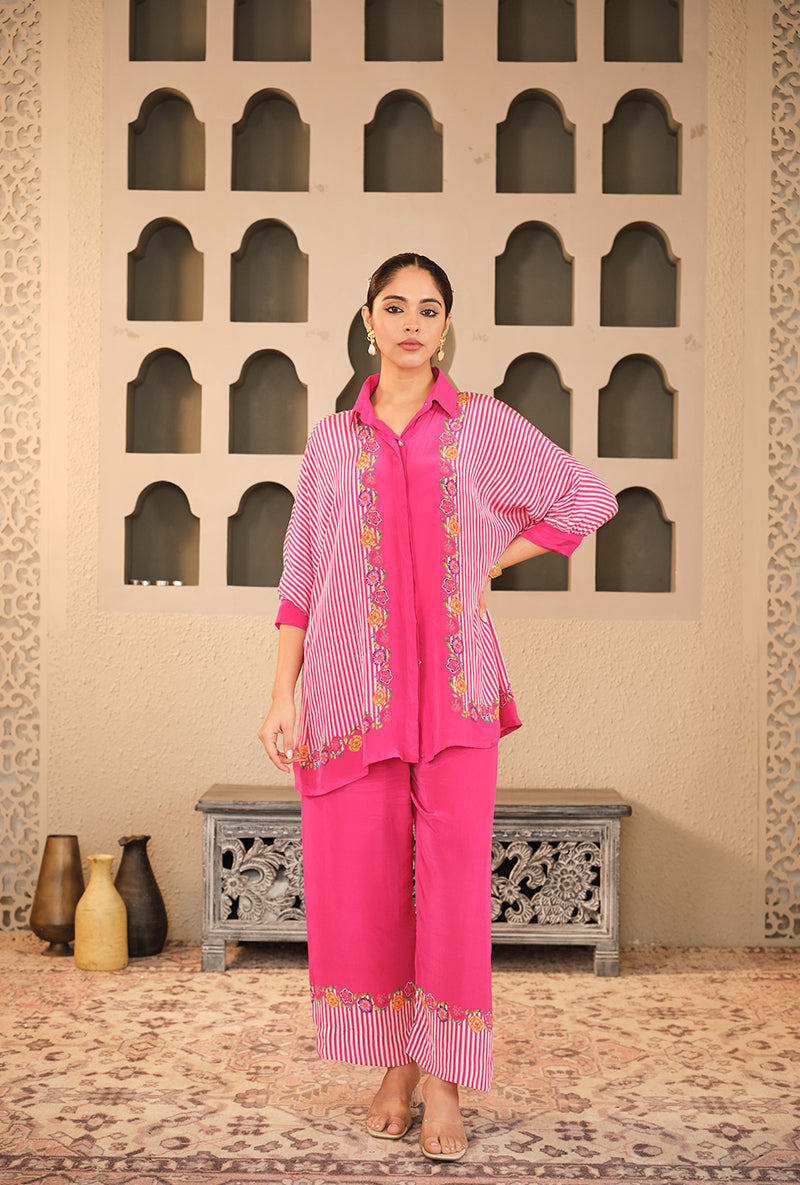 Pink Floral Chintz Kaftaan Style Goonj Co-Ord Set