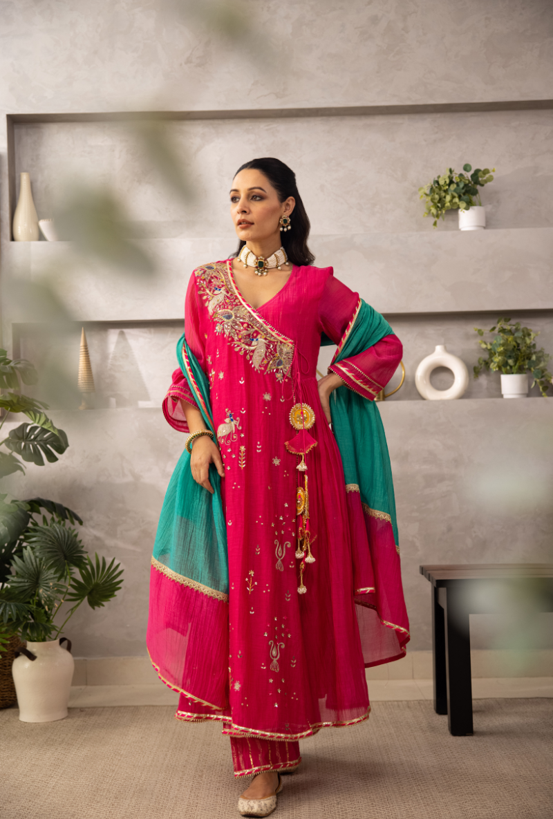 Pink Angrakha Laado Kurta Set